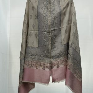 kani jama pashmina shawl with gray shade pink bottom