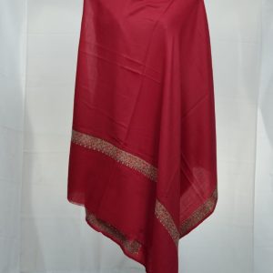 luxury pashmina red shawl with hand made maroon embroidery work